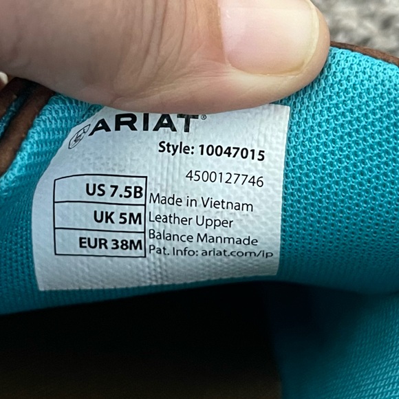 Women’s Ariat Hilo Casual Shoes Brown Leather Turquoise Lining Size 7.5 - Picture 6 of 7